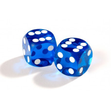 Official Precision Dice for Backgammon 14 mm Blue