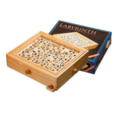 Labyrint-spel i trä L Furu-låda